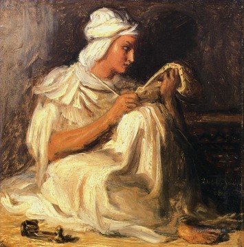 Theodore Chasseriau Painting - Young Teleb seated romantic Theodore Chasseriau